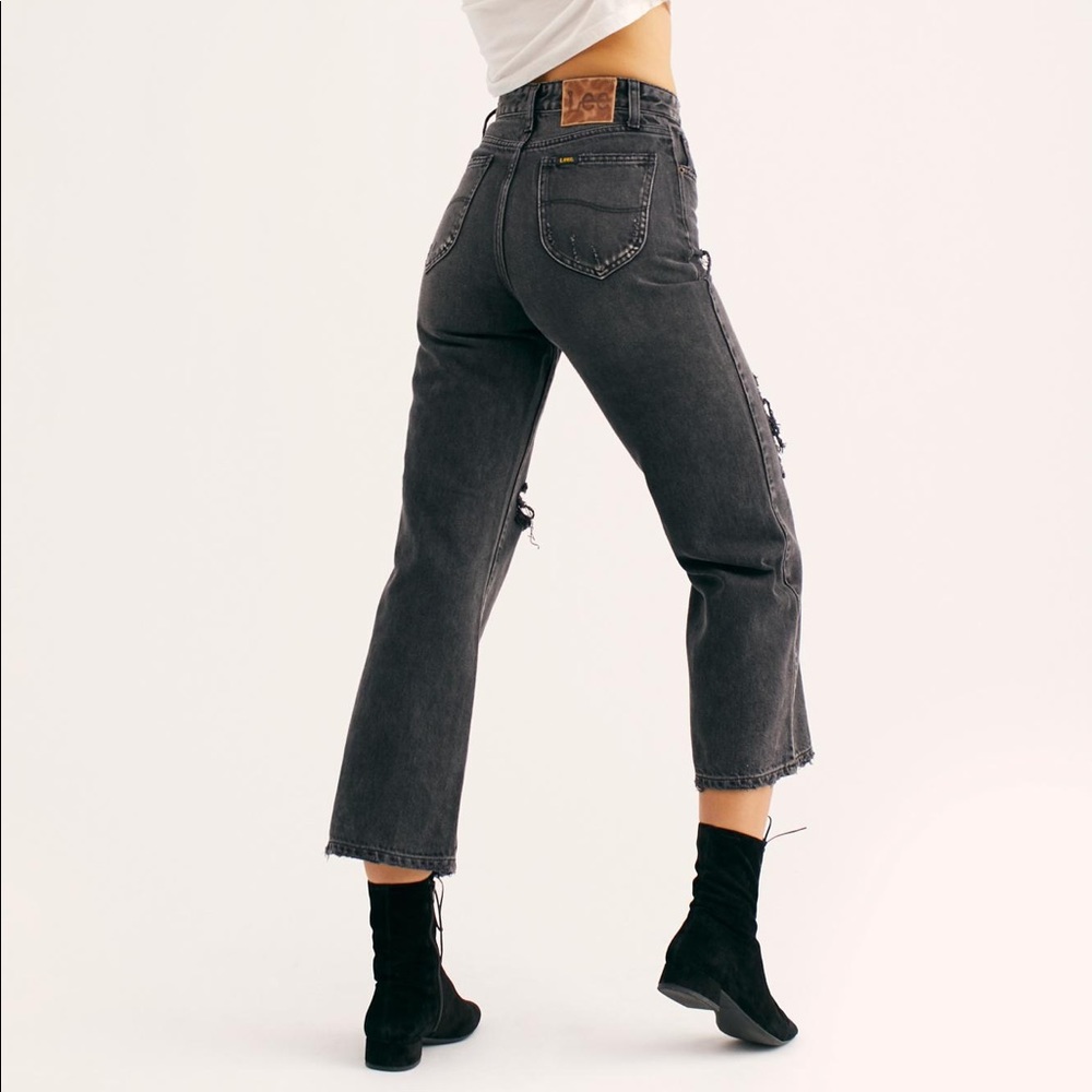 Women's Black Lee High-Rise Wide-Leg Jeans